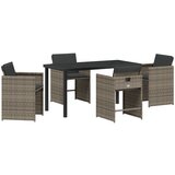 vidaXL set 5 delni vrtni jedilni set z blazinami sivi poli ratan, (22087877) Cene