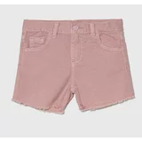 Guess Otroške kratke hlače iz jeansa roza barva