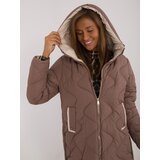 Fashion Hunters Brown quilted poloseason jacket with hood | shoptok.hr