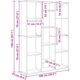  Pregradna pregača s policom Crni hrast 100 x 24 x 140 cm | shoptok.hr