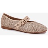 Boto Ballet Flats With Weaving And Straps Beige Partheda | Shoptok.si