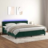  box spring s madracem LED tamnozeleni 200x200 cm baršun | shoptok.hr