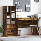 vidaXL Stol s pohranom Dimljeni hrast Konstruirano drvo | shoptok.hr