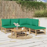 The Living Store Vrtna sedežna garnitura 6-delna z zelenimi blazinami bambus - Vrtna Sedežna Garnitura, (21481632) | Shoptok.si