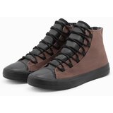 Ombre Men&#039;s shoes sneakers with combined materials - brown cene