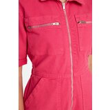 Trendyol Fuchsia Elastic Waist Denim Shorts Overalls | Shoptok.si