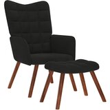 vidaXL Stol za sproščanje s stolčkom črn žamet, (21824977) | Shoptok.si