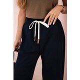 Kesi Włoski Butter trousers tied at the waist navy | Shoptok.si