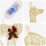  3D Božićni irvas LOVIISA 200 LED lampica Topla bijela - Zlatni PET 96 x 40 x 140 cm | shoptok.hr