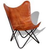 The Living Store Stol naslanjač rjavo pravo usnje - Stol, (21420338) | Shoptok.si
