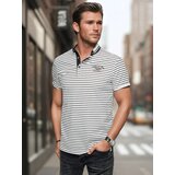 DStreet Koszulka męska polo w paski biała | Shoptok.si