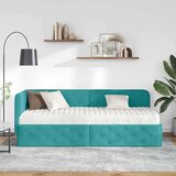  Kutni okvir kreveta s madracem Tirkizna 80 x 200 cm Baršun | shoptok.hr
