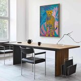  Slika - Exotic Leopard - Colorful Portrait of a Cheetah Against Tropical Leaves 80x120 U prirodnom drvenom okviru | shoptok.hr