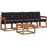 Set vanjskih sofa s jastukom 5 pcs Prirodna i crna | Eponuda.ba