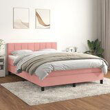 The Living Store Box spring postelja z vzmetnico roza 140x200 cm žamet - Box Spring Postelja, (21491202) Cene