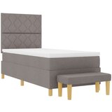 vidaXL vzmetnična postelja z vzmetnico in klopjo Taupe 100x200 cm Tkanina, (22083553) | Shoptok.si