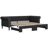  Dnevni krevet na razvlačenje crni 90 x 200 cm od umjetne kože | shoptok.hr
