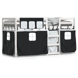  The Living Store Pograd z zavesami bel in črn 75x190 cm trdna borovina - Pograd, (21446298) | Shoptok.si