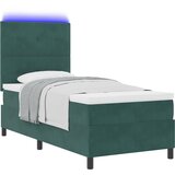 vidaXL Box Spring Krevet s Madracem &amp LED Tamno Zelena 90x200 cm Baršun | shoptok.hr