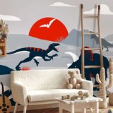  Foto tapeta - Last dinosaurs with red - abstract landscape for a room 500x350 Premium | shoptok.hr