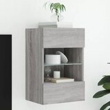 The Living Store Stenska TV omarica z LED lučkami siva sonoma 40x30x60,5 cm - TV Stenska Omarica, (21555573) Cene