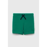 United Colors Of Benetton Dječje pamučne kratke hlače boja: zelena, glatki materijal, podesivi struk