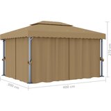  Sjenica sa zastorom 4 x 3 m smeđe-siva aluminijska Slike