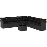  10-dijelni set vrtnih sofa s jastucima crni od poliratana | shoptok.hr