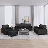 The Living Store Sedežna garnitura 4-delna z blazinami črno umetno usnje - Sedežna Garnitura, (21468454) | Shoptok.si