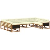 vidaXL Zunanja garnitura za sedenje z blazino 9 pcs Naravna in smetana, (5000281189) | Shoptok.si