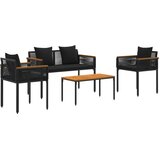  Set vanjskog namještaja s jastukom 4 pcs Crna poliratan | shoptok.hr