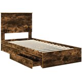  Krevet s od storage s ladicama Dimljeni hrast 100 x 200 cm | shoptok.hr