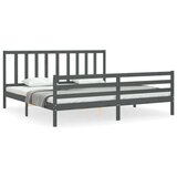  Za krevet s uzglavljem sivi 200 x 200 cm od masivnog drva | shoptok.hr