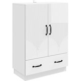  Strani šal Bela visok sijaj 66 x 34,5 x 92 cm Inženirski les, (5000217390) | Shoptok.si