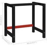  Okvir za radni stol metalni 80 x 57 x 79 cm crno-crveni | Eponuda.ba