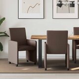 vidaXL Jedilni stoli s kolesi 2 pcs Rjava 57 x 66 x 94 cm Umetna koža | Shoptok.si
