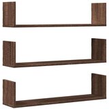 vidaXL Stenske police 3 kosi rjavi hrast 80x18x18 cm inženirski les | Shoptok.si