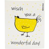 OWOSCHFETZN Spužvasta krpa "Henne Berta - Wonderful Day!" - Žuta | shoptok.hr