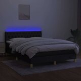  Box spring postelja z vzmetnico LED črna 140x200 cm blago, (20899992) | Shoptok.si