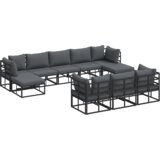 vidaXL Sjedeća garnitura za vrt 10 pcs Crna 353 x 141.5 x 71 cm | shoptok.hr