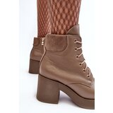 Boto Leather Women's Heeled Ankle Boots Dark Beige Lemar Leocera | ePonuda.com