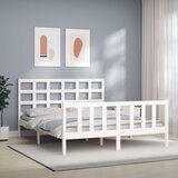 Maison Chic Posteljni okvir - Dvoposteljna postelja - Zakonska postelja brez vzmetnice bel 160x200 cm trdna borovina-J3533, (21768971) | Shoptok.si