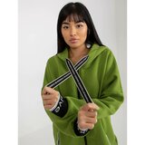 Fashion Hunters Light green long zip sweatshirt made of Mayar cotton Cene