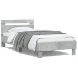  The Living Store Posteljni okvir z vzglavjem betonsko siv 100x200 cm inž. les - Posteljni Okvir, (21531295) | Shoptok.si