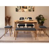 Hanah home Vina Mini 03 1053 - Oak, Anthracite OakAnthracite Extendable Dining Table & Chairs Set (6 Pieces) | ePonuda.com