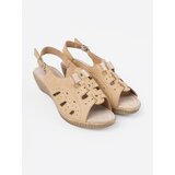 Shelvt Beige sandals with an openwork pattern | Shoptok.si