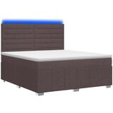  LED okvir za krevet s madracem Tamno smeđa 140 x 200 cm Tkanina Slike