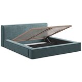 Makamii Plavi tapecirani bračni krevet s prostorom za odlaganje s okvirom od letvica 160x200 cm Noho - | shoptok.hr