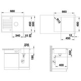 Blanco 526009 Zia 45 S Compact pomivalno korito iz umetnega kamna Cene