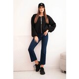 Kesi Włoski Women's jacket with a zipper and puffed sleeves black | Shoptok.si